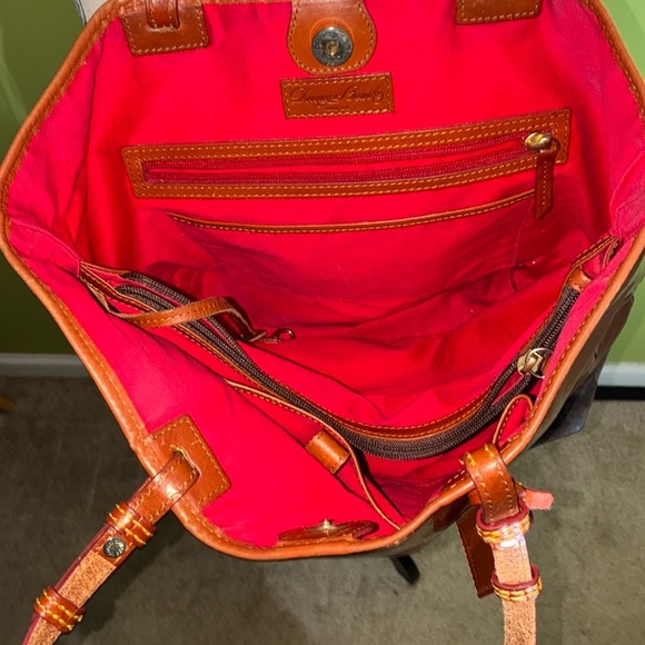 Dooney & Bourke Brown Leather Tote with Signature Print - Picture 4 of 10